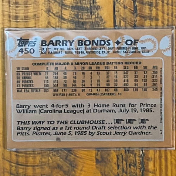 2 ULTRA RARE 1988 Topps Barry Bonds #450 baseball cards with multiple ERRORS - Picture 15 of 16